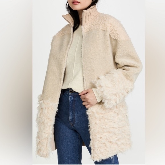 Something Navy Jackets & Blazers - SOMETHING NAVY Faux Shearling Coat Made in Italy  SZ: X-Small (Oversized)